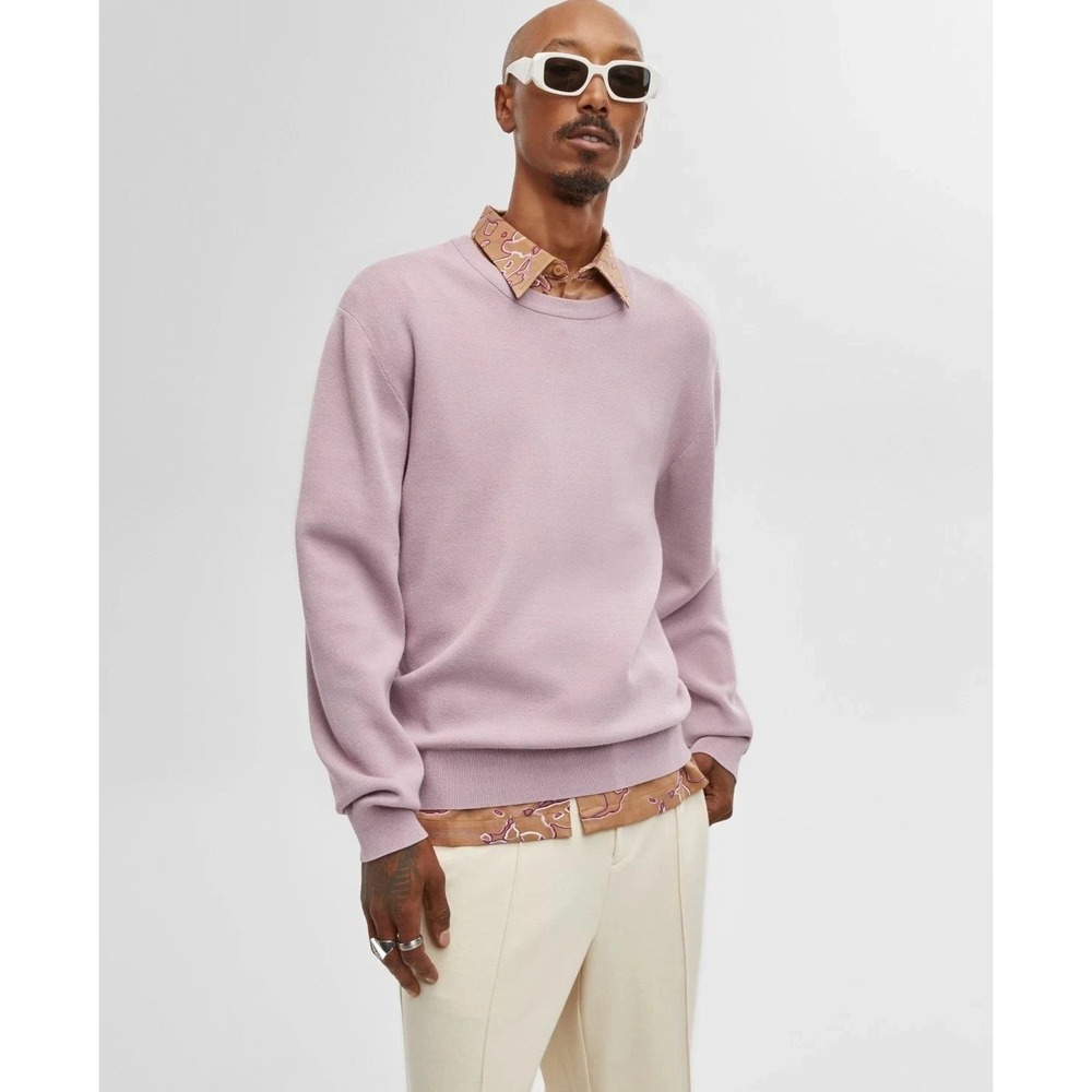 Mode of One Boxy Sweater TA Mens Small Pale Elderberry Purple Crew Neck NWT